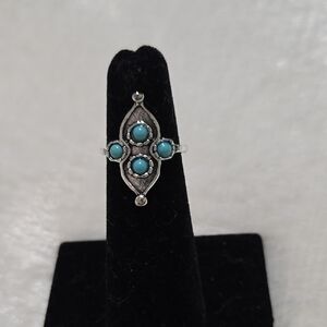 Vintage Silver and Blue Turquoise Ring,4